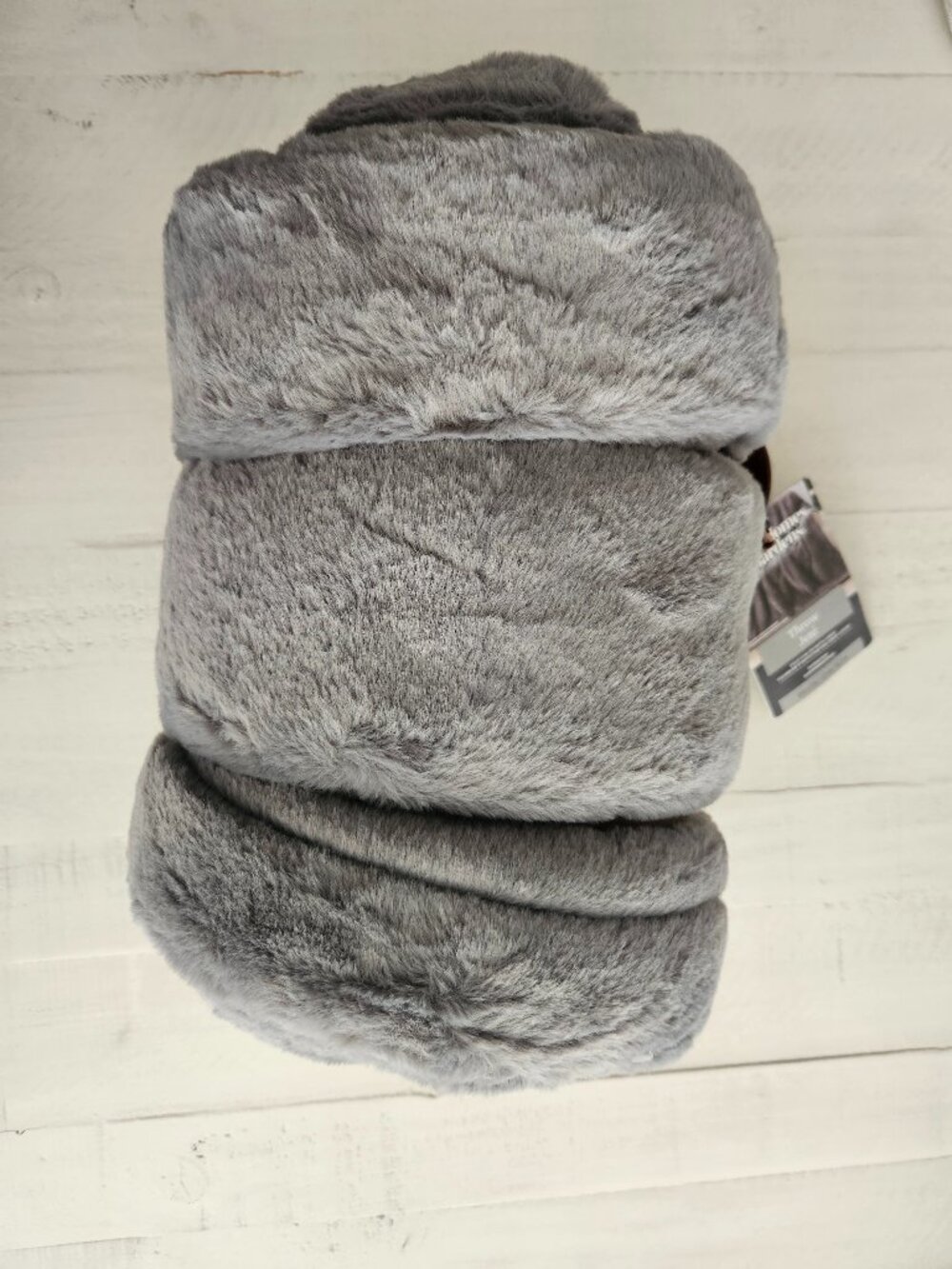 BetterHomes & Gardens Faux Fur Throw Blanket Grey